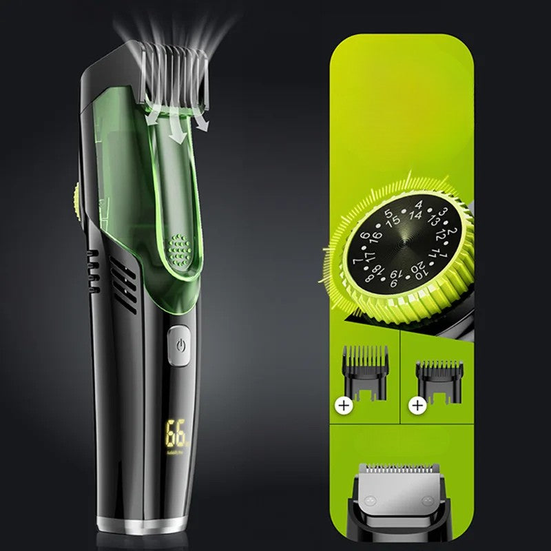 Vacuum-Enhanced Electric Hair Trimmer with LED Display