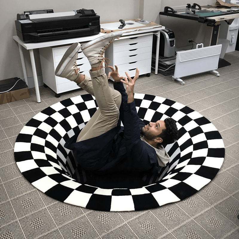 3D Vortex Illusion Rug Black Hole Optical Illusion Carpet