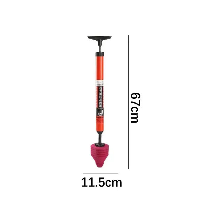High-Pressure Air-Powered Toilet Plunger With Multiple Attachments