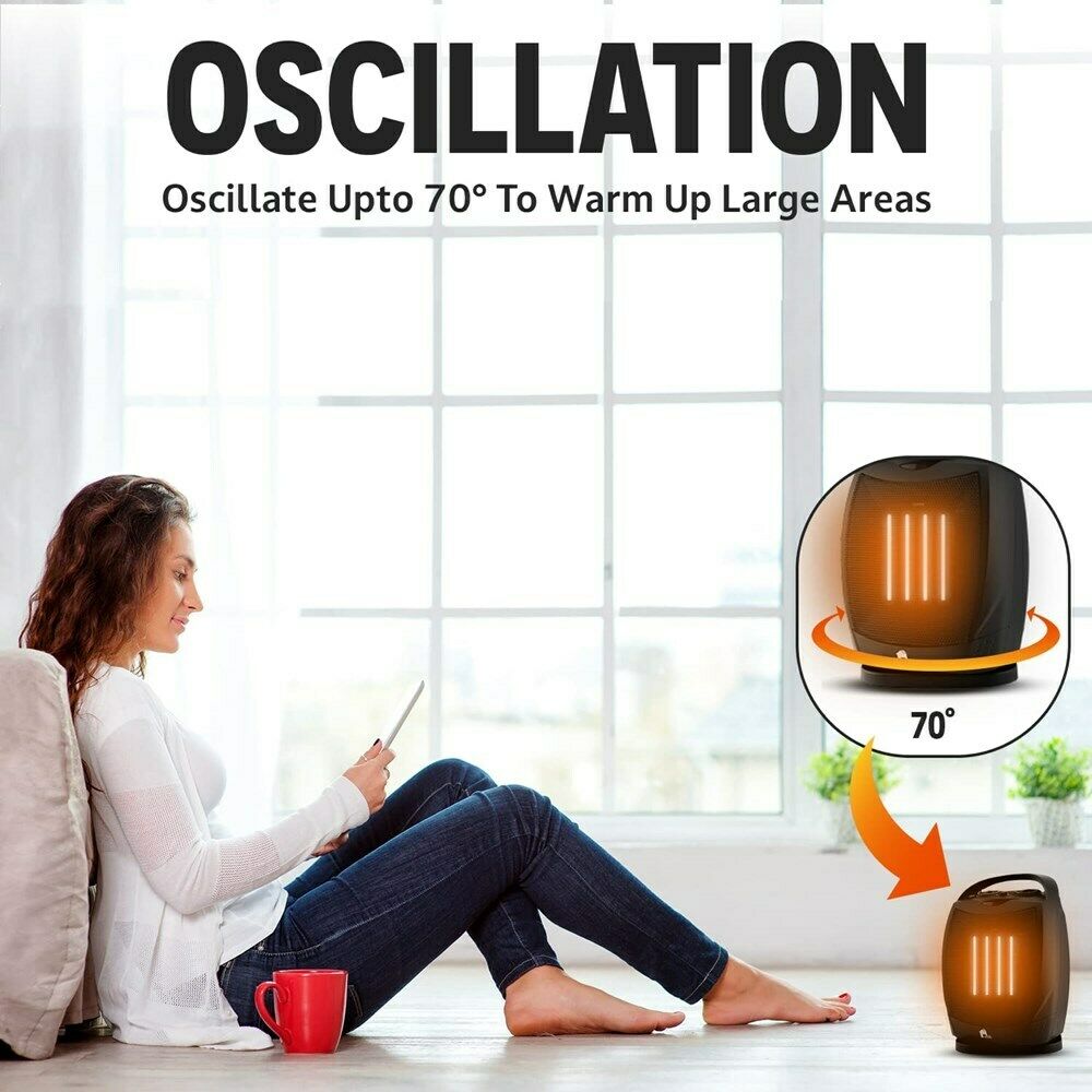Portable Electric Space Heater Quiet Oscillating Fan with Thermostat