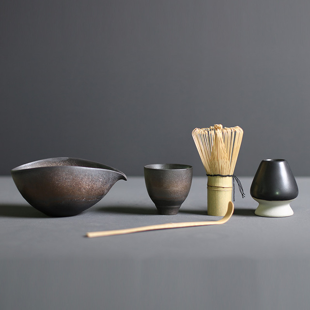 Traditional Japanese Bamboo and Ceramic Matcha Tea Set