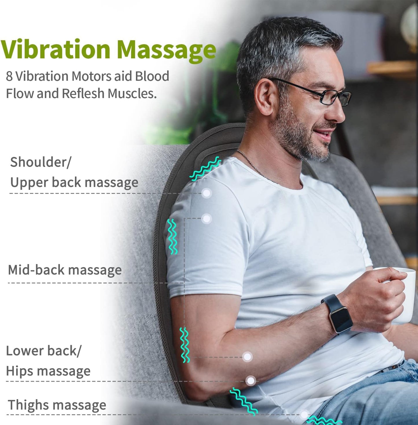 Massage Cushion Pad for Chair and Car Seat with Heat and Vibration