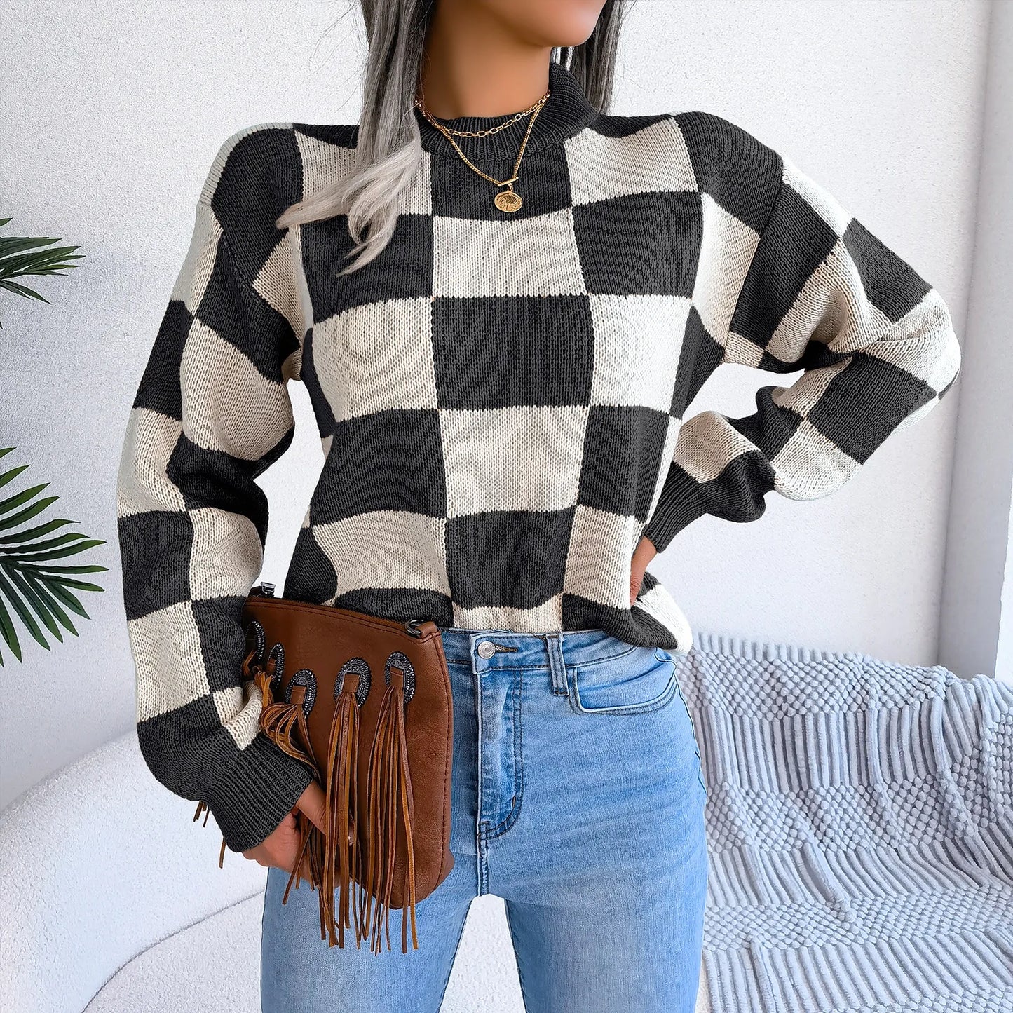 Pull à Carreaux Classique™ | Adèle