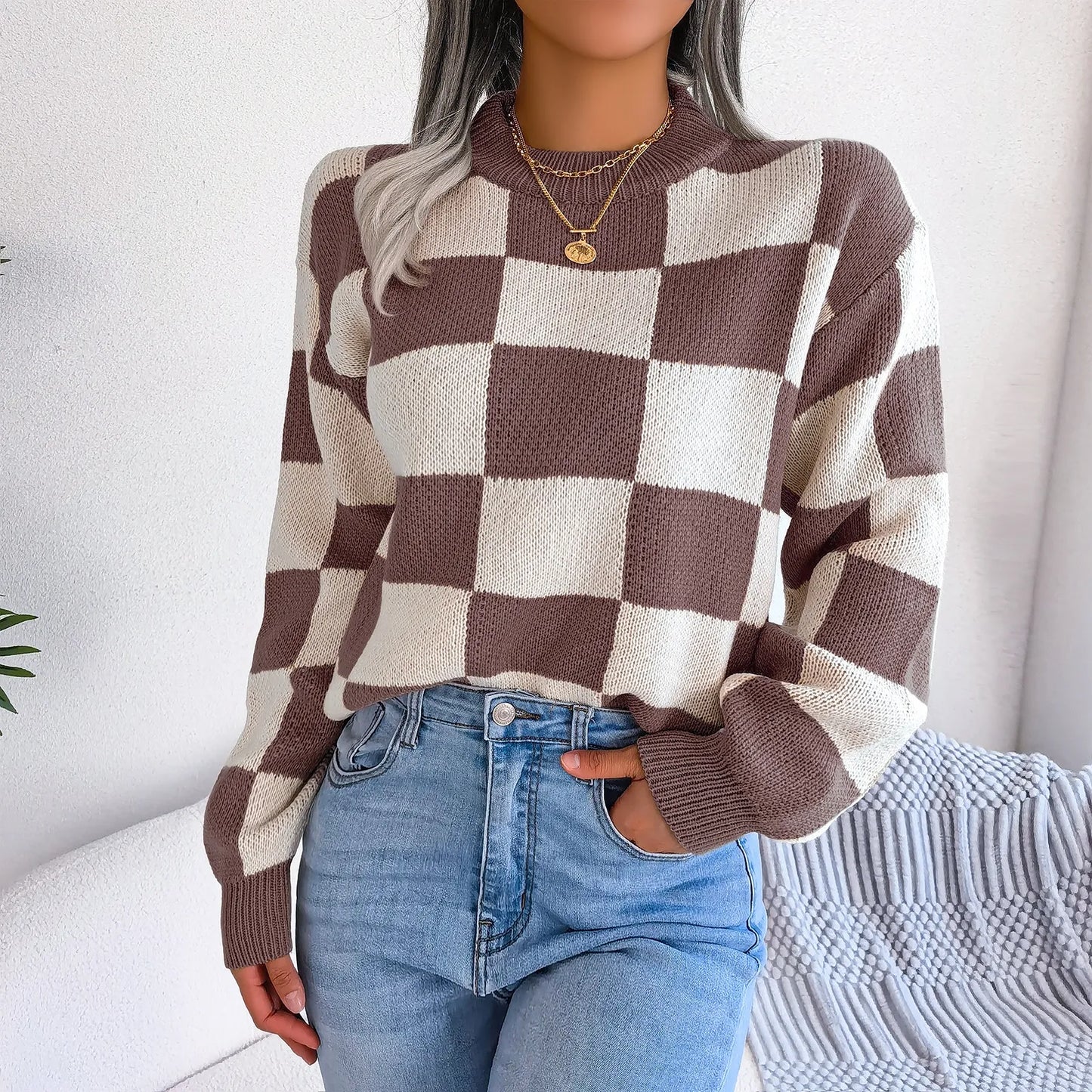 Pull à Carreaux Classique™ | Adèle