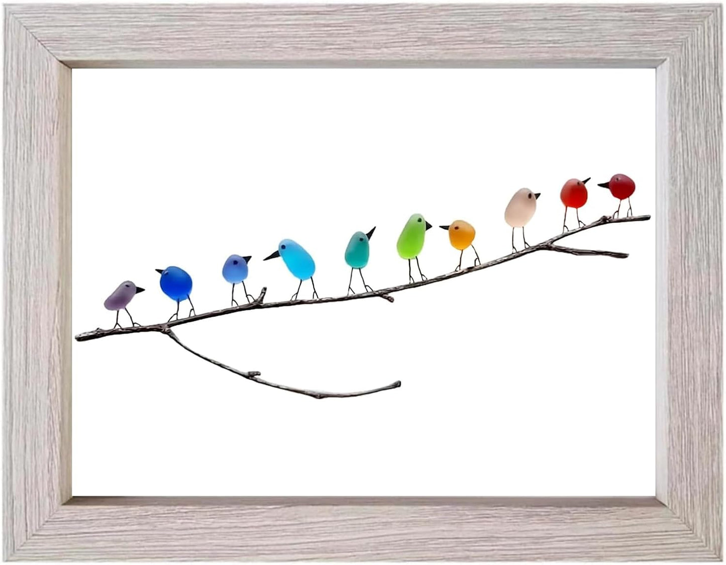 Handmade Sea Glass Wall Art Rainbow Birds Coastal Home Decor