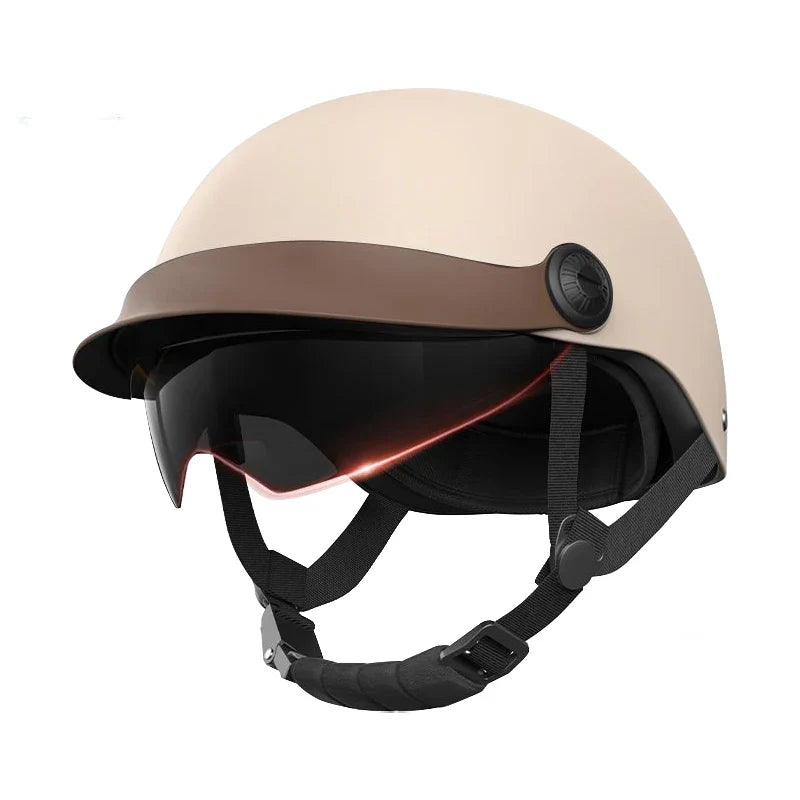 Retro Matte Black Motorcycle Half Helmet with Sun Visor