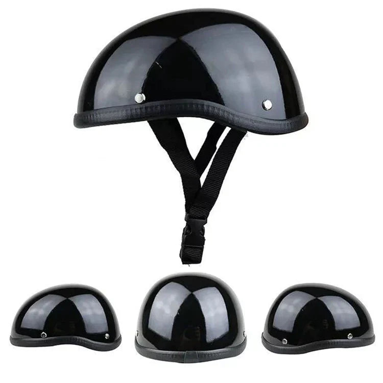 Modern Black Motorcycle Half Helmet with Detachable Components