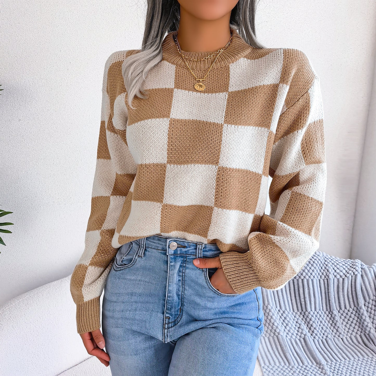 Pull à Carreaux Classique™ | Adèle