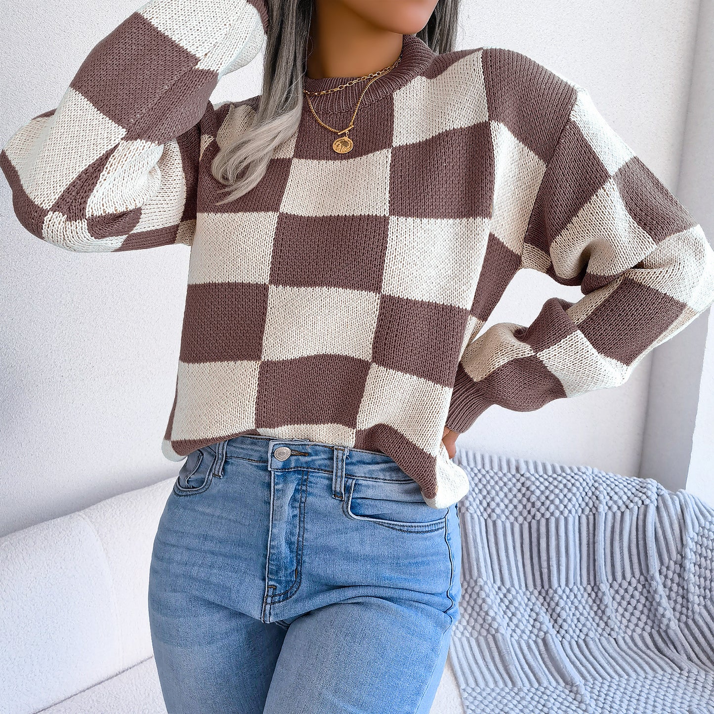 Pull à Carreaux Classique™ | Adèle