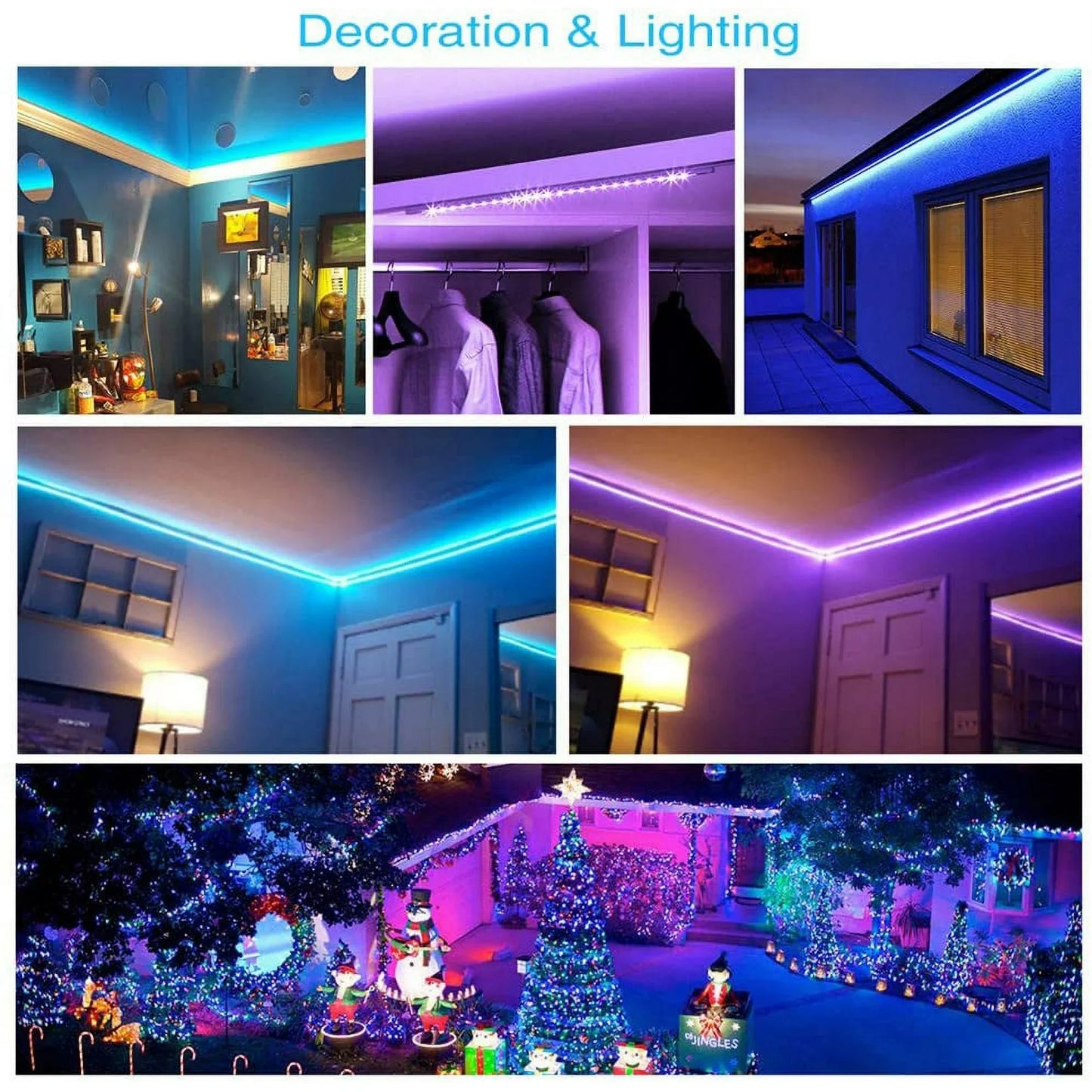 32ft LED Strip Light with 16 Colors, Remote Control, Indoor Use