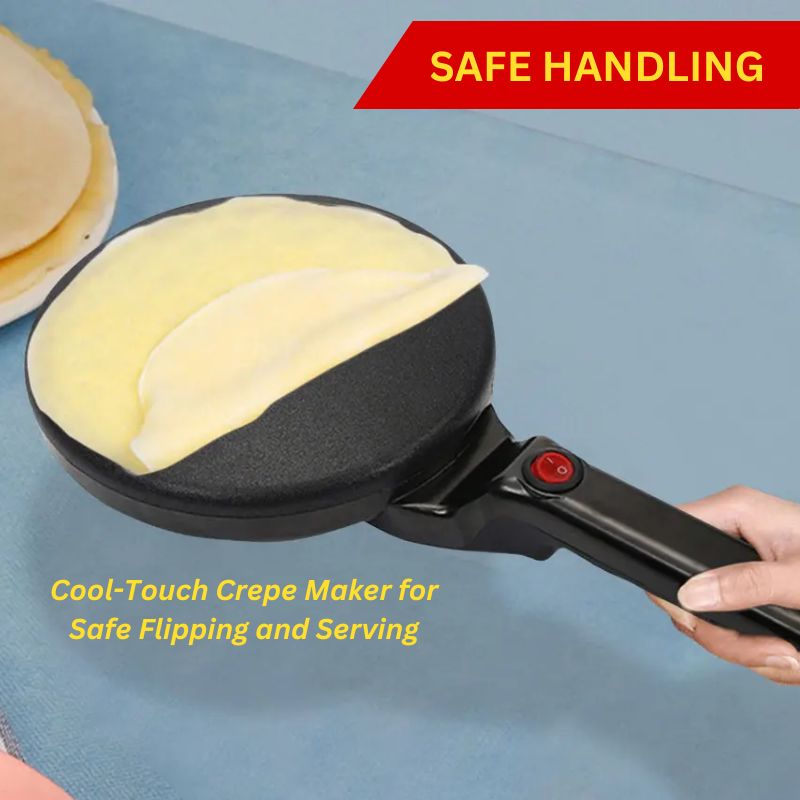 Electric 8-Inch Non-Stick Crepe Maker with Cool-Touch Handle