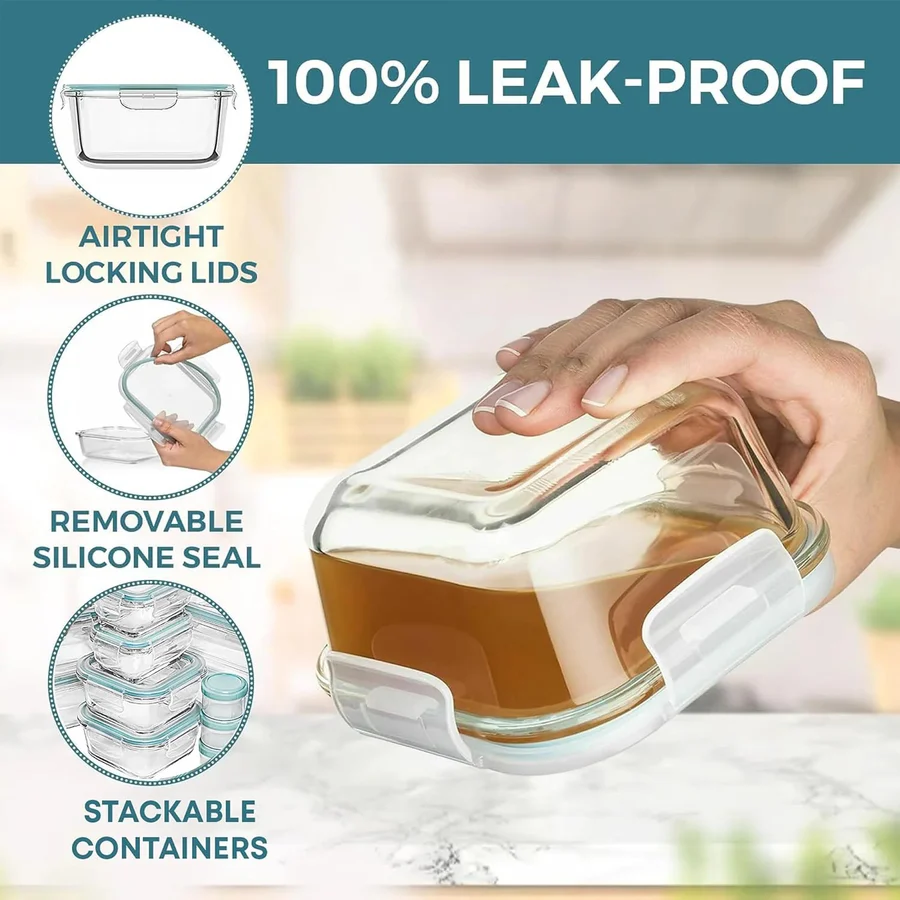 35 Piece Food Storage Container Set With Airtight Lids and Portions