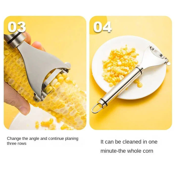 Stainless Steel Corn Peeler with Serrated Blade and Ergonomic Grip