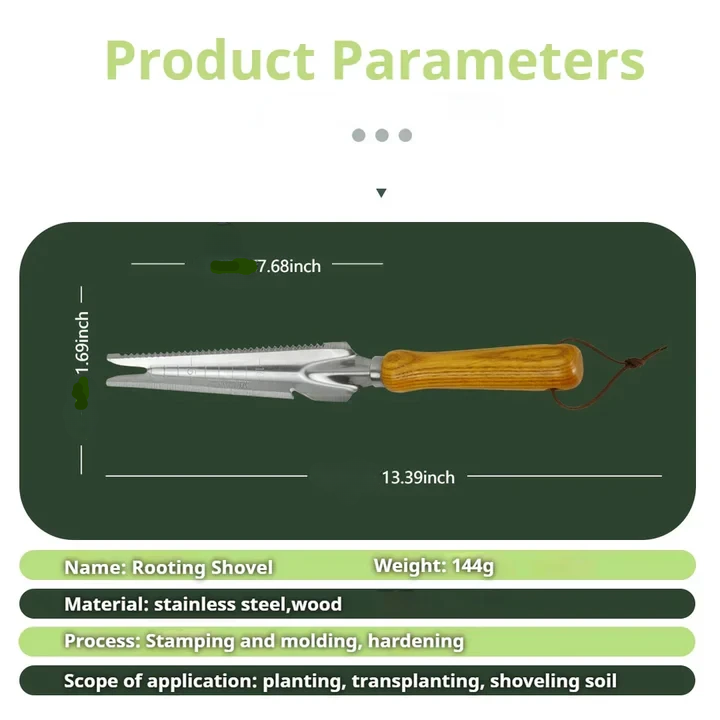 5-in-1 Stainless Steel Weed Puller Tool with Beech Wood Handle