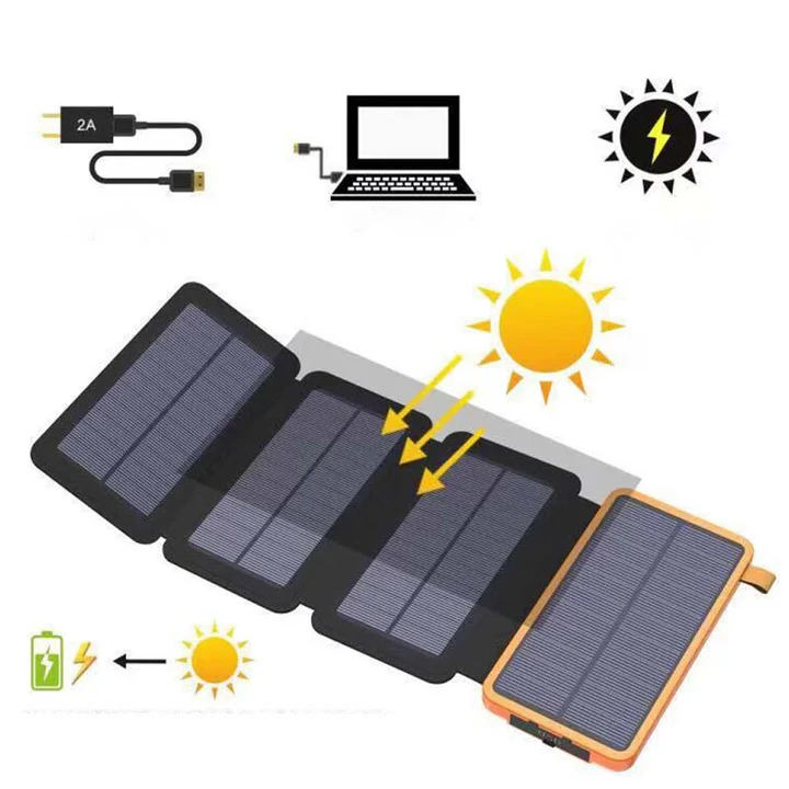 25000mAh Solar Power Bank Dual USB Fast Charge Waterproof Portable Charger