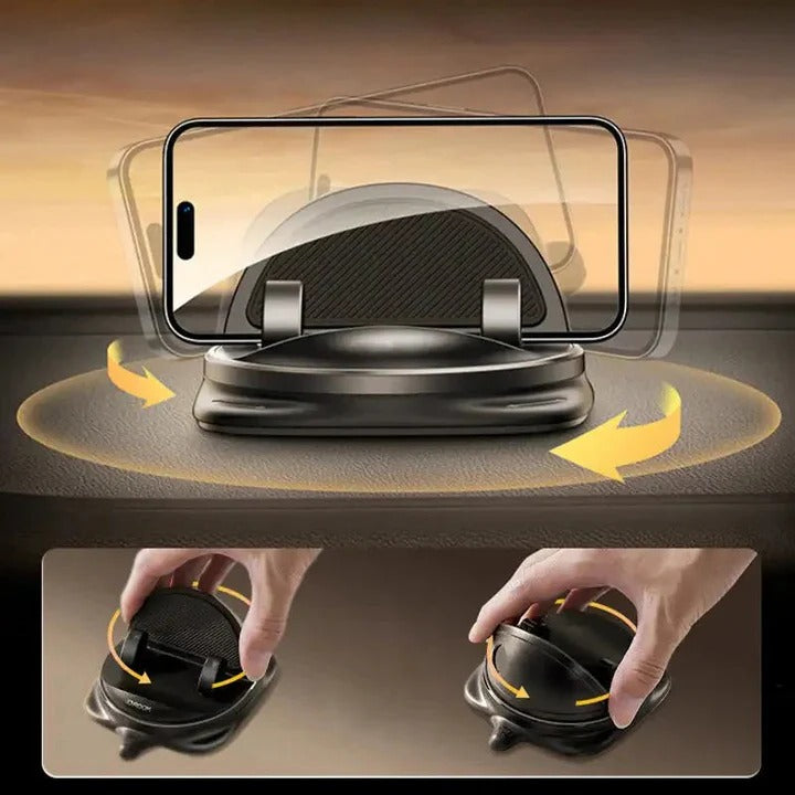 360° Rotating Car Phone Holder With Suction Mount and Silicone Grip