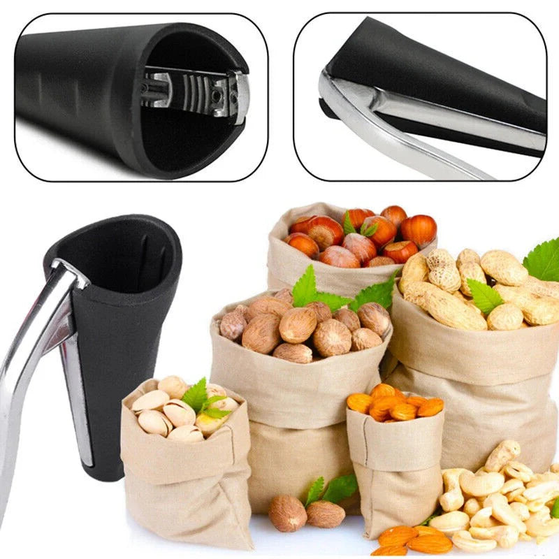 Lever-Action Ergonomic Nutcracker for Hard Shell Nuts with Comfortable Grip