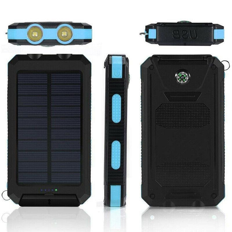 500000mAh Solar Power Bank Waterproof With Dual USB and LED Lights