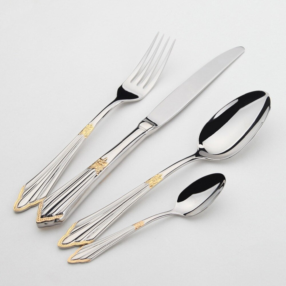 Gold Accented Stainless Steel Cutlery Set