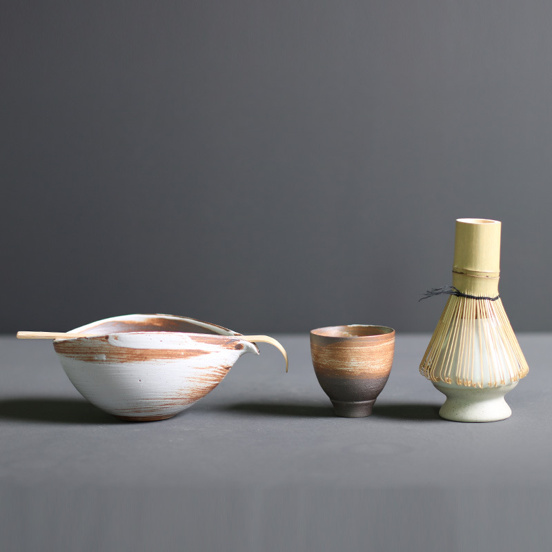 Traditional Japanese Bamboo and Ceramic Matcha Tea Set