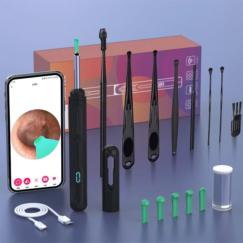Wireless HD Otoscope Ear Cleaner with 1296P WiFi Camera and LED Light