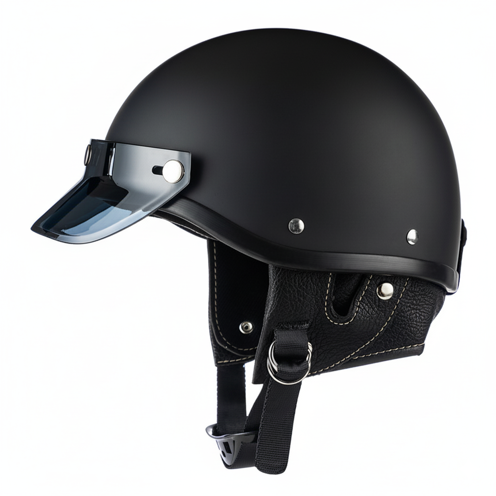 Vintage Half Open Motorcycle Helmet with Tinted Visor