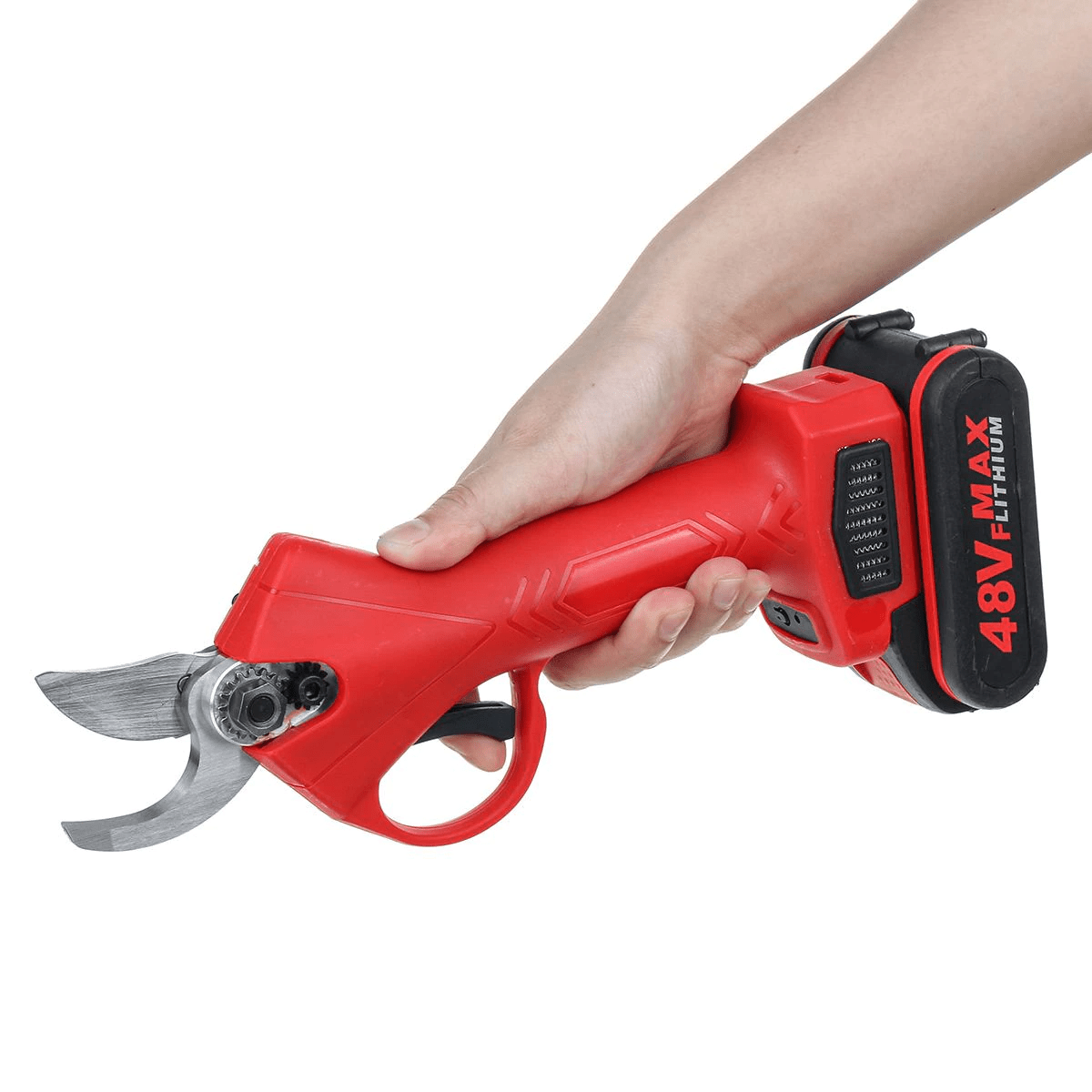 Cordless Electric Pruning Shears with Ergonomic Red Handle