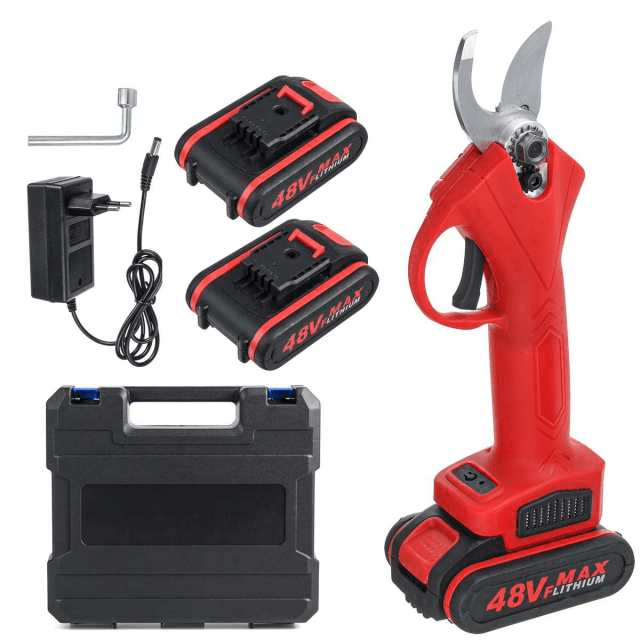 Cordless Electric Pruning Shears with Ergonomic Red Handle