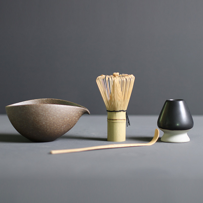 Traditional Japanese Bamboo and Ceramic Matcha Tea Set