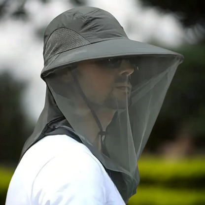 Wide Brim Outdoor Hat with Mesh, Detachable Face & Neck Cover