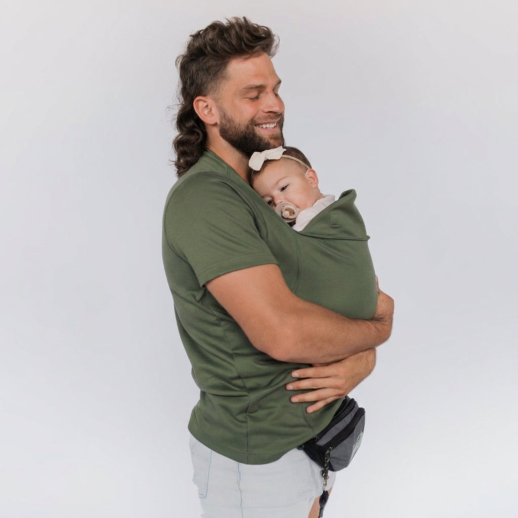 Stretchable Cotton Baby Carrier Shirt with Integrated Pouch