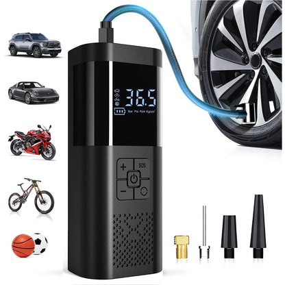 Wireless Portable Tire Inflator with Digital Display and LED Light