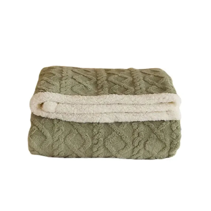 Cozy Fleece Lined Throw Blanket with Reversible Sherpa