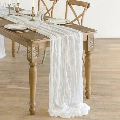 Minimalist Voile Table Runner in Soft White