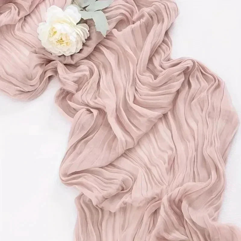 Minimalist Voile Table Runner in Soft White