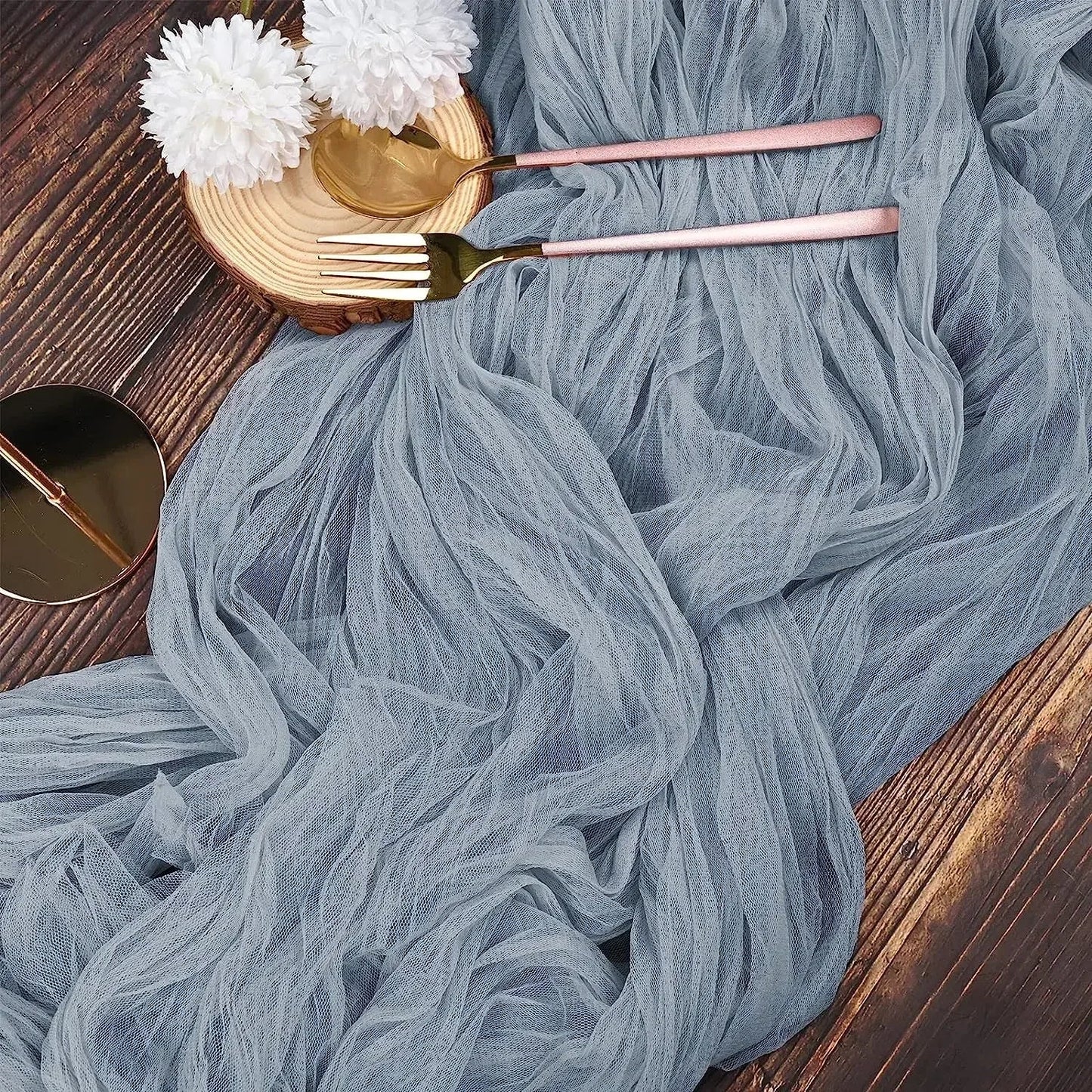 Minimalist Voile Table Runner in Soft White