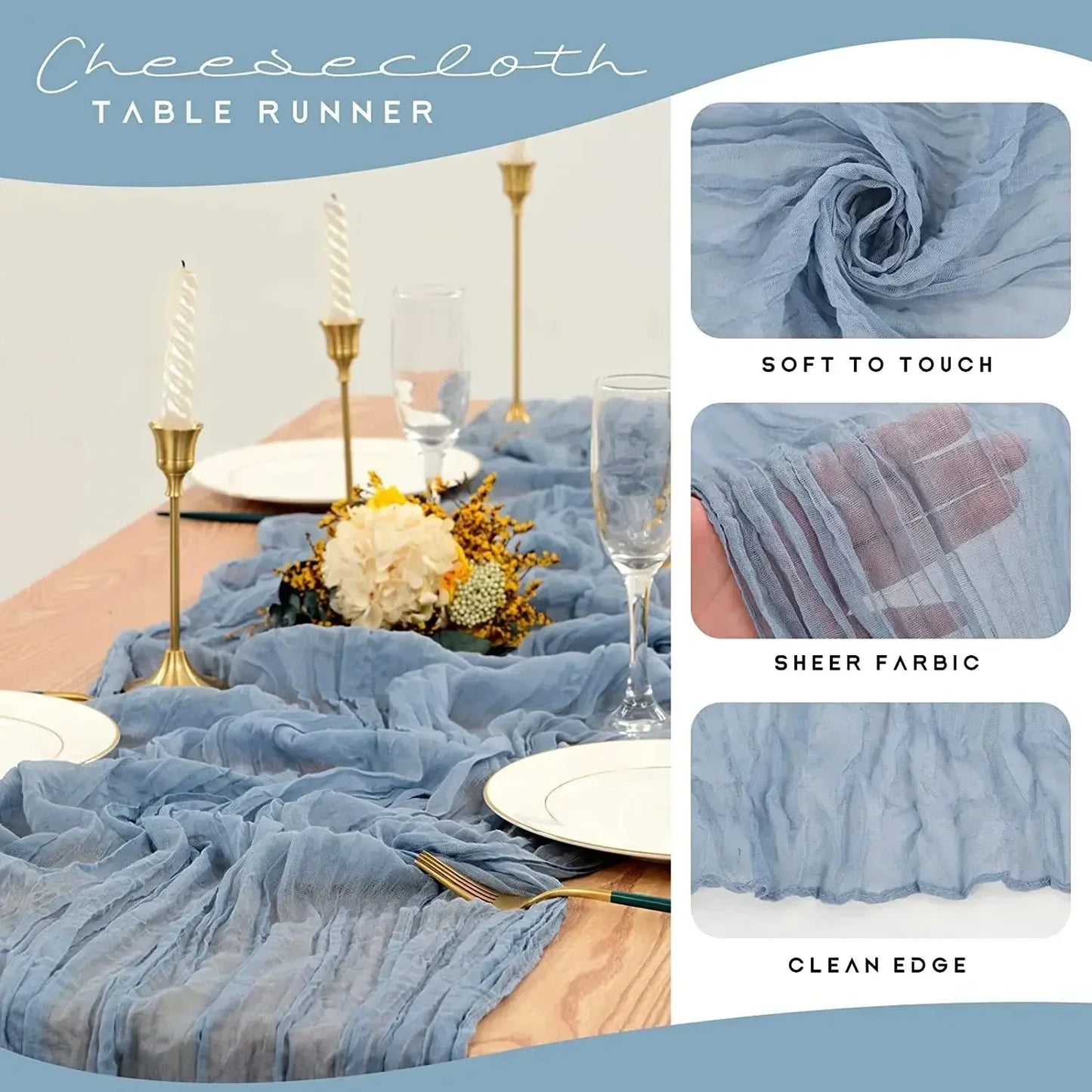 Minimalist Voile Table Runner in Soft White