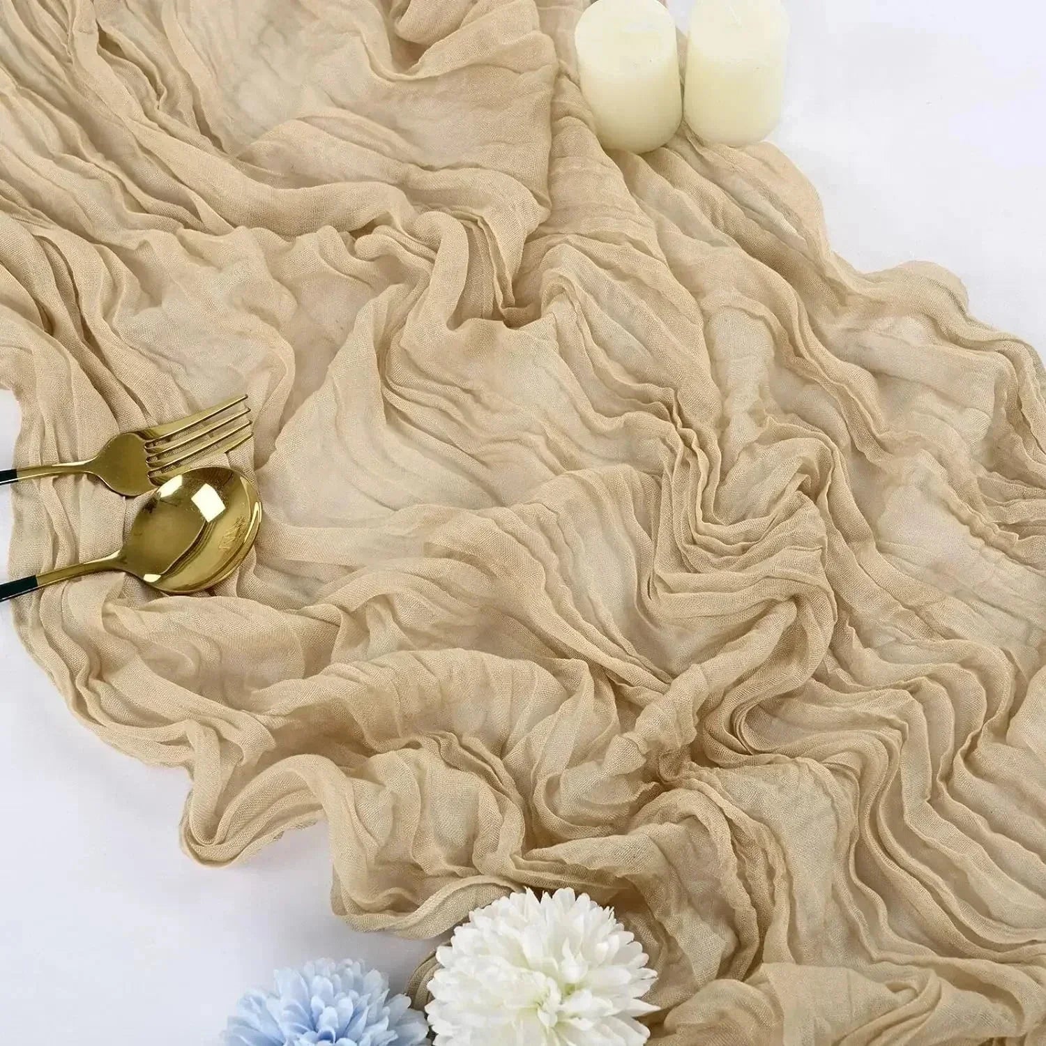 Minimalist Voile Table Runner in Soft White