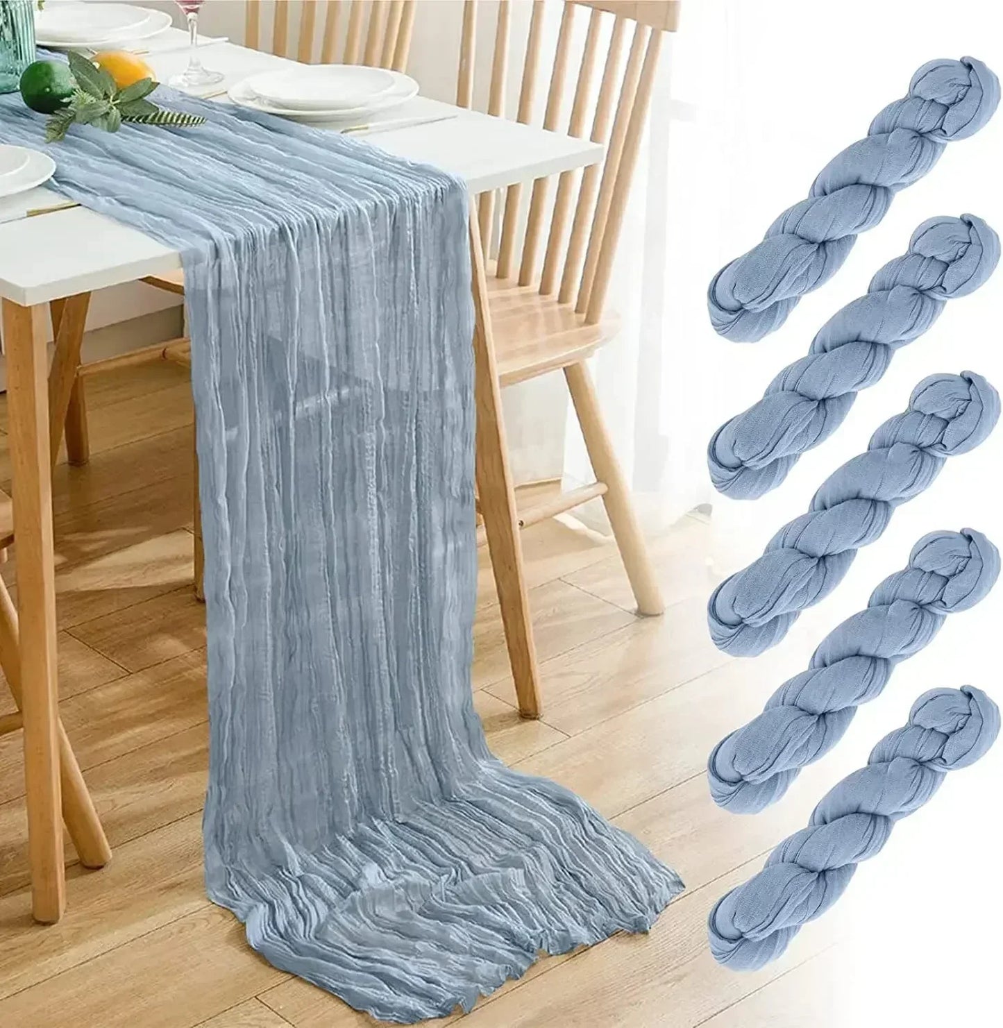 Minimalist Voile Table Runner in Soft White