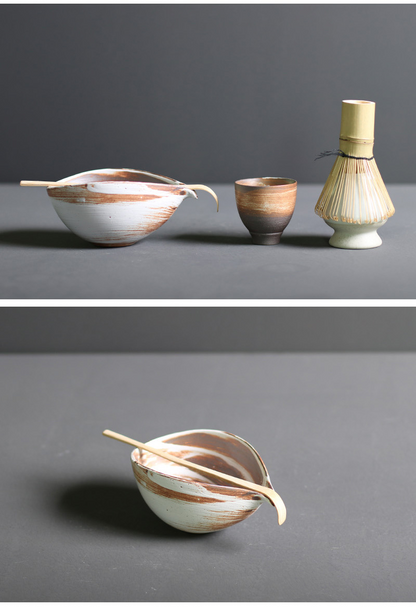 Traditional Japanese Bamboo and Ceramic Matcha Tea Set