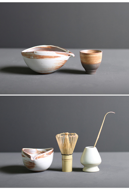 Traditional Japanese Bamboo and Ceramic Matcha Tea Set