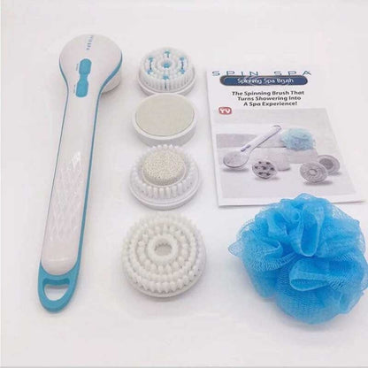 Exfoliating Waterproof Body Brush With 5 Attachments Spin Scrubber