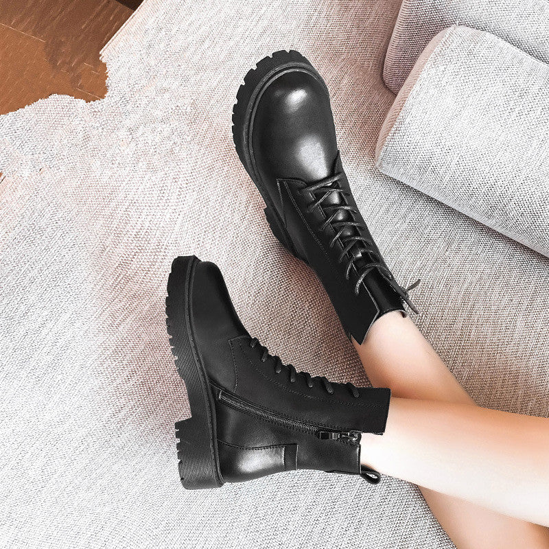 Bottes Martine en Cuir Noir