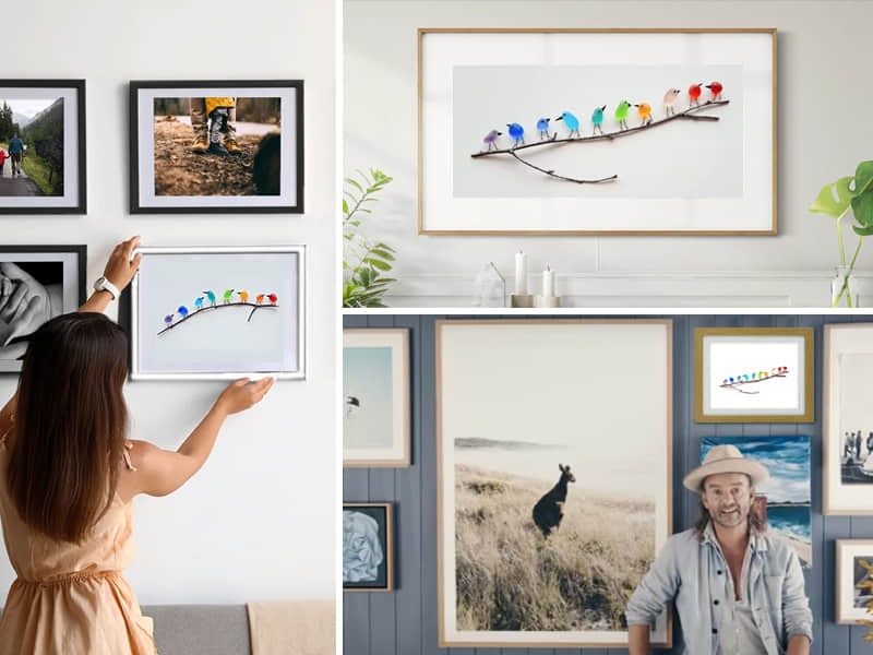 Handmade Sea Glass Wall Art Rainbow Birds Coastal Home Decor