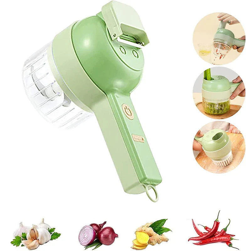 4-in-1 Electric Food Cutter with Chopping, Slicing, Shredding, Grating