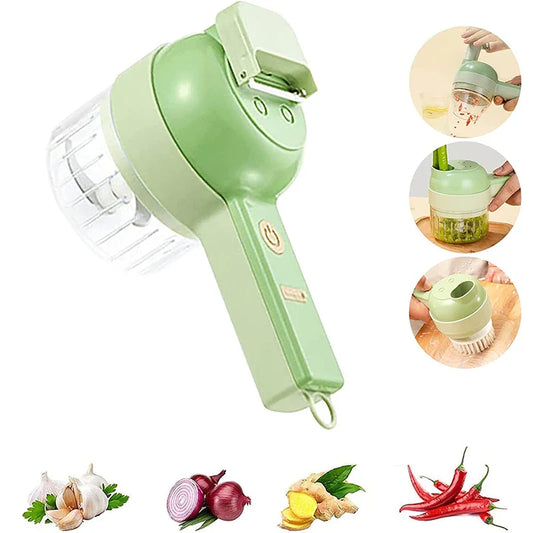 4-in-1 Electric Food Cutter with Chopping, Slicing, Shredding, Grating