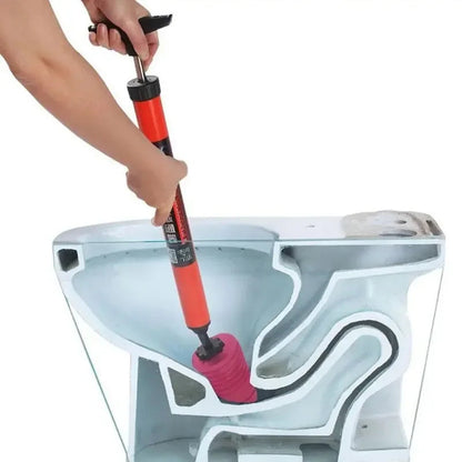 High-Pressure Air-Powered Toilet Plunger With Multiple Attachments