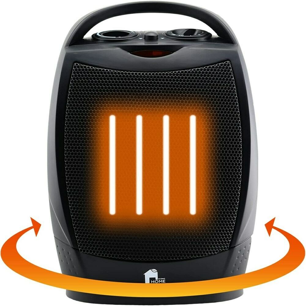 Portable Electric Space Heater Quiet Oscillating Fan with Thermostat
