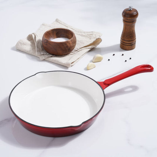 Cast Iron Enameled Fry Pan 16 Inch Ombre Red Nonstick Searing Pan