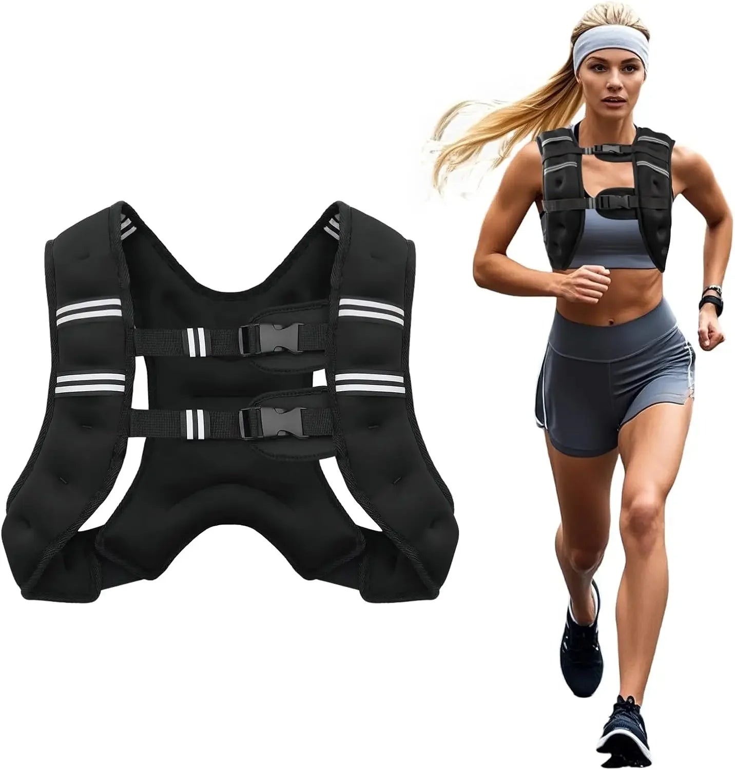 Adjustable Weighted Training Vest with Reflective Stripes for Running